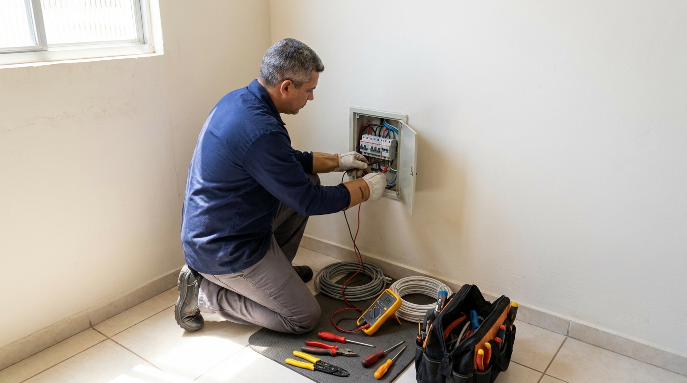 Eletricista realizando manutencao em Florianópolis‑SC