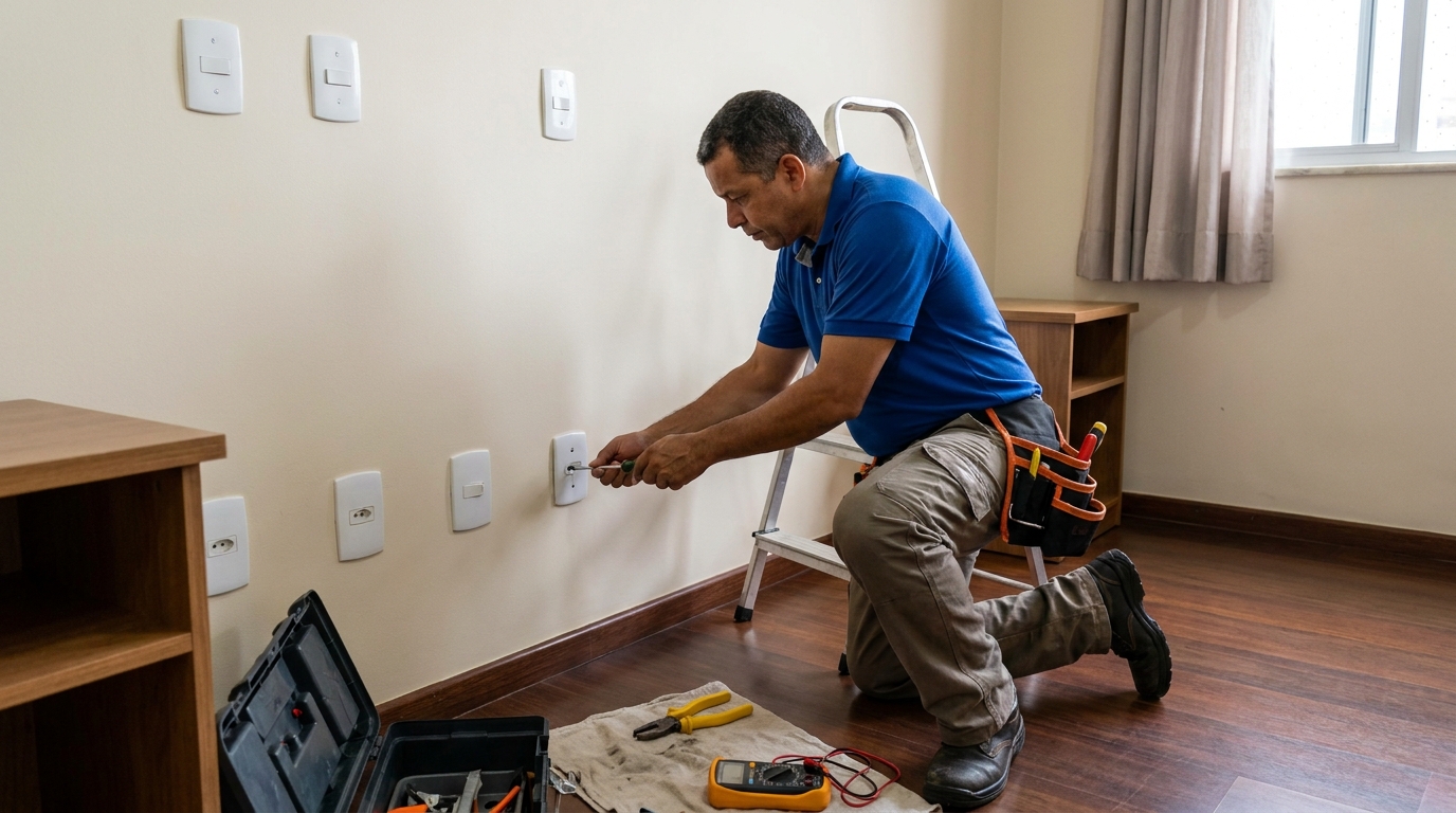 Instalacao de tomada e interruptor residencial em Florianópolis‑SC
